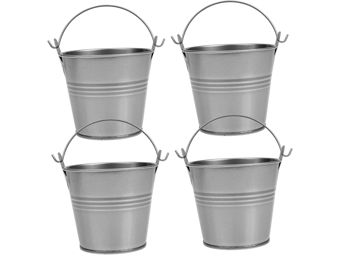 Cubos/macetas Decorativas Plateadas De 4 Piezas Para Flores, Ideales Para Bodas, Oficinas Y El Hogar.