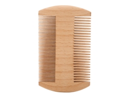 Pente de barba profissional portátil de madeira com dentes finos, dupla face, para estudantes do ensino médio e estilos masculinos (2026).