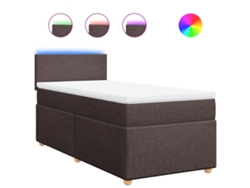 Maison Exclusive - Cama Box Spring Con Colchón Tela Marrón Oscuro 100x200 Cm