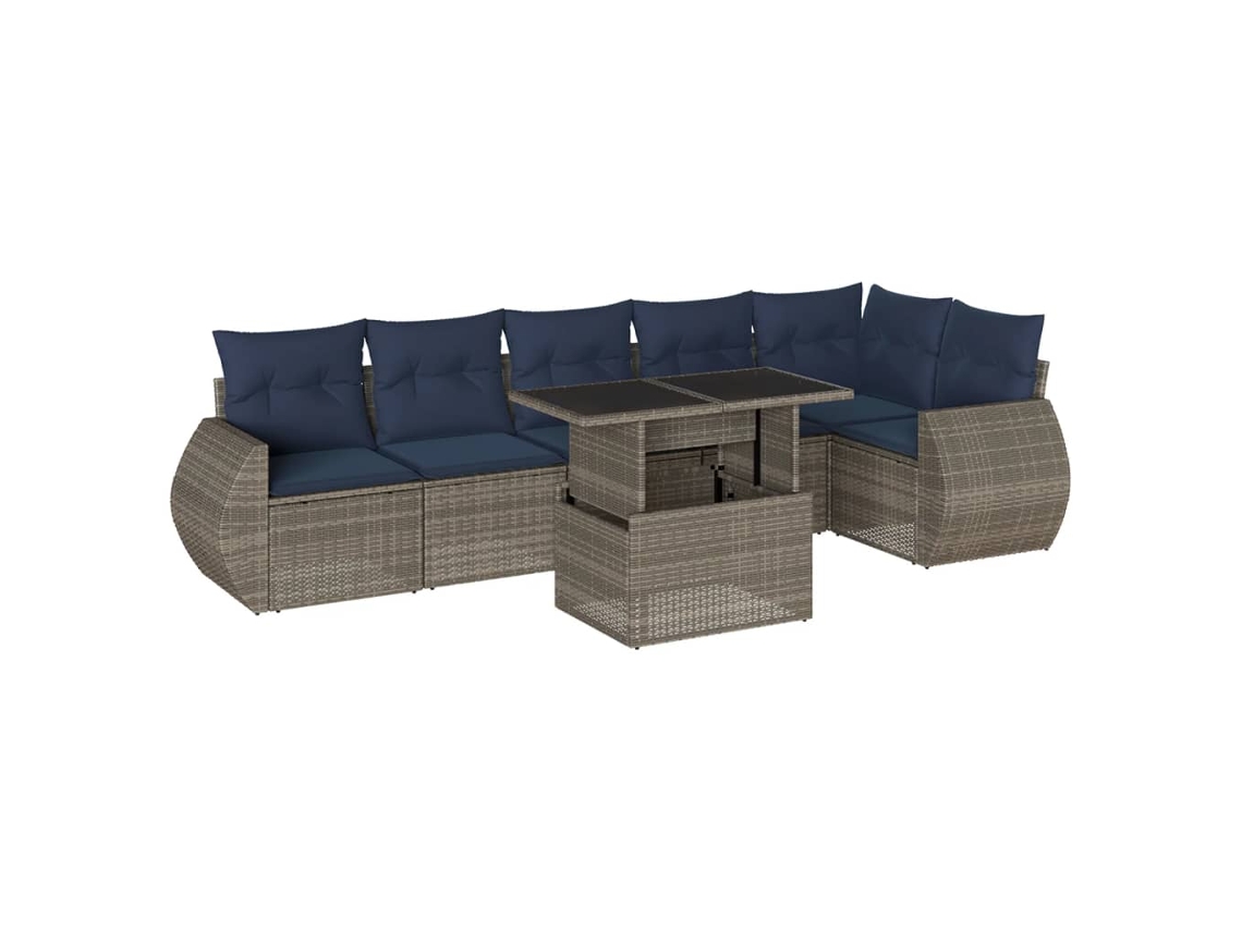 Maison Exclusive - Conjunto De Sofá De Jardín De 7 Piezas Con Cojines, Poliratán Gris