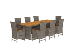 Maison Exclusive - Set Comedor Jardín 9 Pzas Y Cojines Ratán Sintético Gris