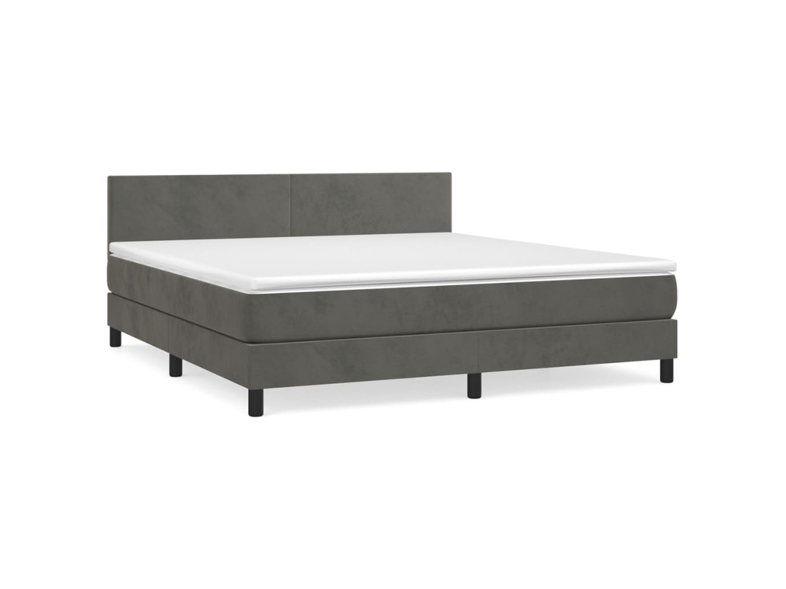 Maison Exclusive - Cama Box Spring Con Colchón Terciopelo Gris Oscuro 180x200 Cm