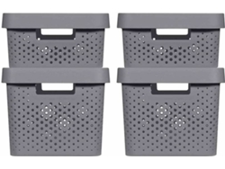 Curver Cajas de almacenaje con tapa Infinity 4 piezas gris 11L+17L