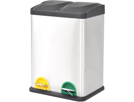 vidaXL Cubo de reciclaje y basura con pedal acero inoxidable 36 L