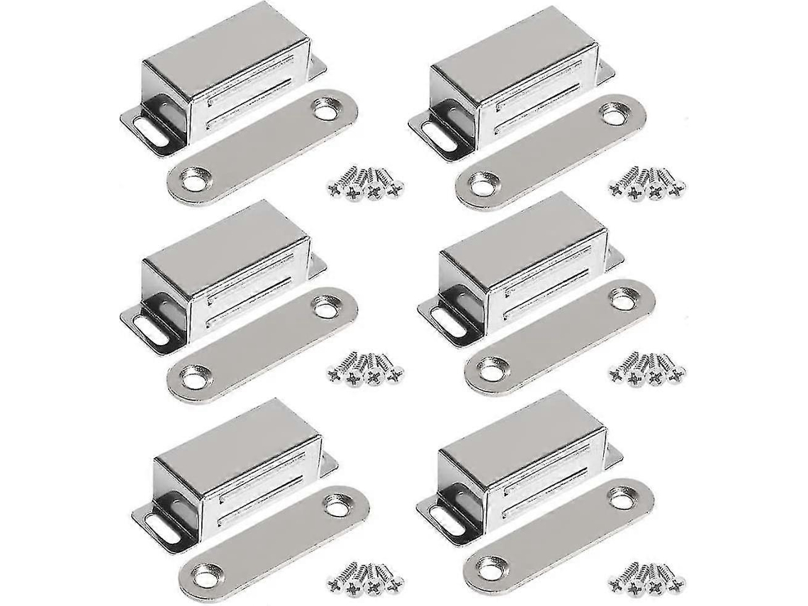 Imán De Puerta De Armario Magnético 10kg Potente Acero Inoxidable Con Tornillos (6 Piezas)