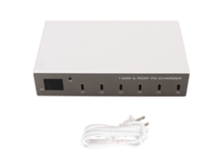 Estación De Carga Usb-c Con Pantalla Lcd, 6 Puertos, Cargador Concentrador De 140 W Para Múltiples Dispositivos, Enchufe Usb.