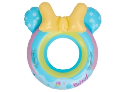 Bonita pelota de natación con dibujos animados para niños, con asas azules.