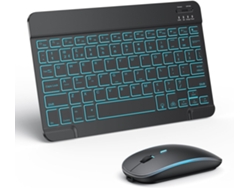 Combinación De Teclado Y Ratón Bluetooth Para Ipad Disposición De La Placa De Recarga Reino Unido, 7 Cores Retroiluminado, Negro