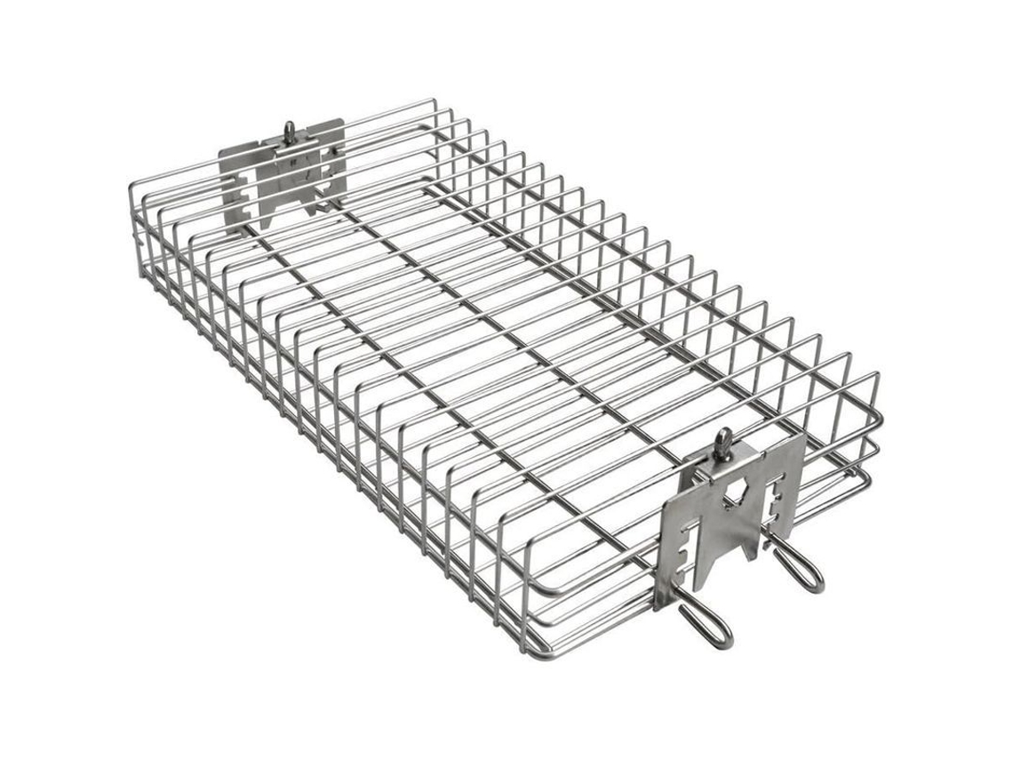 Cesta Plana De Acero Inoxidable Para Parrilla, Compatible Con Varillas Para Barbacoa De 12 Mm, Hexagonales De 10 Mm, Cuádruples De 10 Mm Y De 8 Mm.