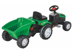 Tractor Pilsan 07316 con pedales y remolque verde