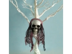 Decoración de calavera de Halloween, adorno colgante de espuma con cabeza de hueso y atuendo de novia, accesorio espeluznante marrón Viewleaf