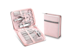 Kit De Cortador De Unhas 26 Peças Multifuncional À Prova D'água Portátil Fácil De Usar Para Manicure Em Casa E Viagem Rosa