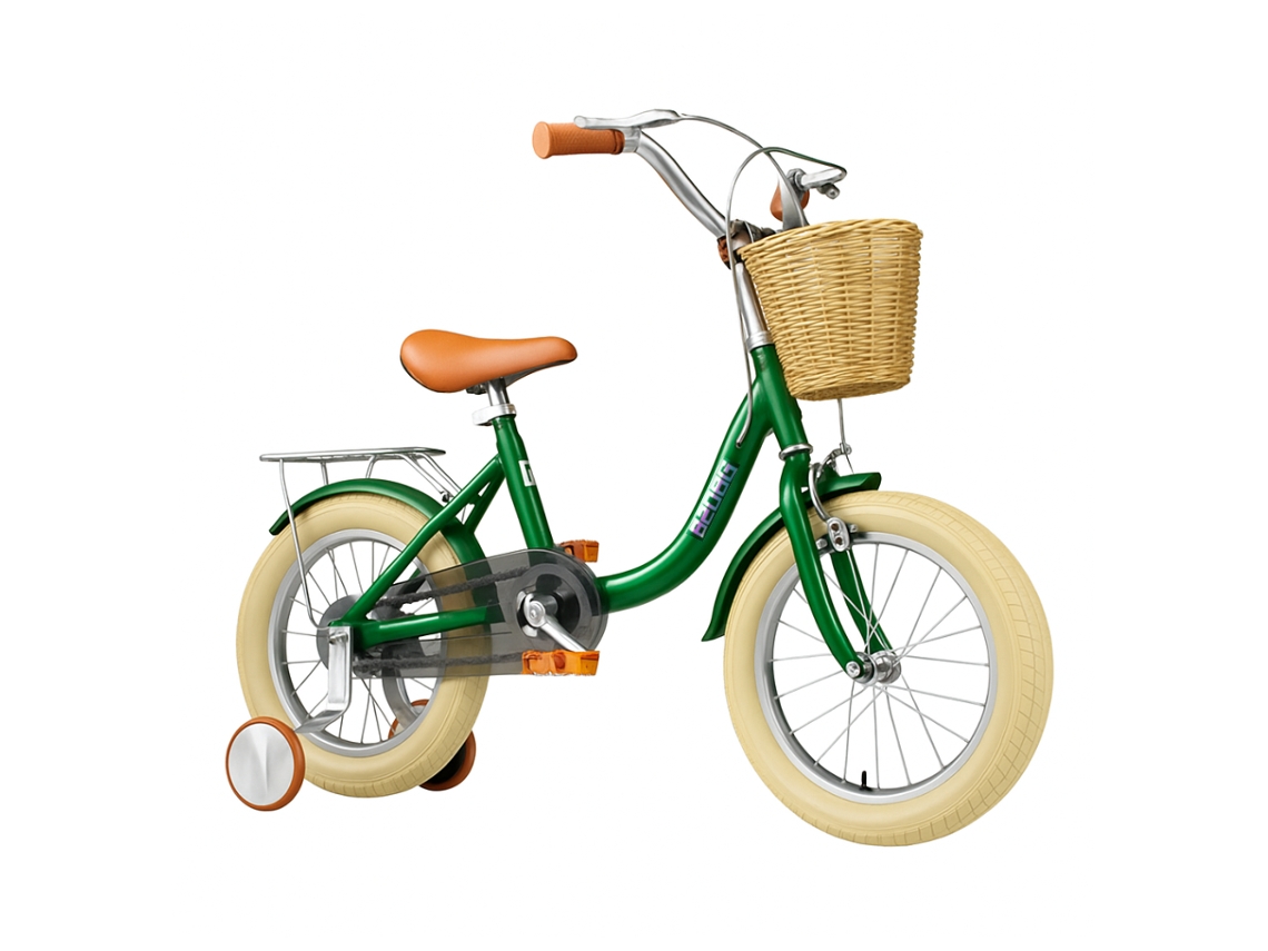 Bicicleta para Niños BEUNIK Vintage (Edad Recomendada: 3 a 6 Años - Ruedas de 14" - Verde)