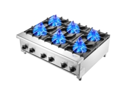 Estufa de gas comercial Succebuy, 6 quemadores, 915 x 775 x 335 mm, 28000 BTU, color plateado