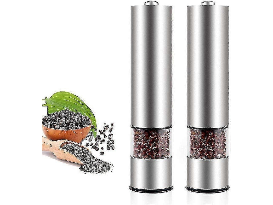 Juego de 2 molinillos eléctricos de sal y pimienta de acero inoxidable con molinillo de cerámica, edición 0816 Rosewell