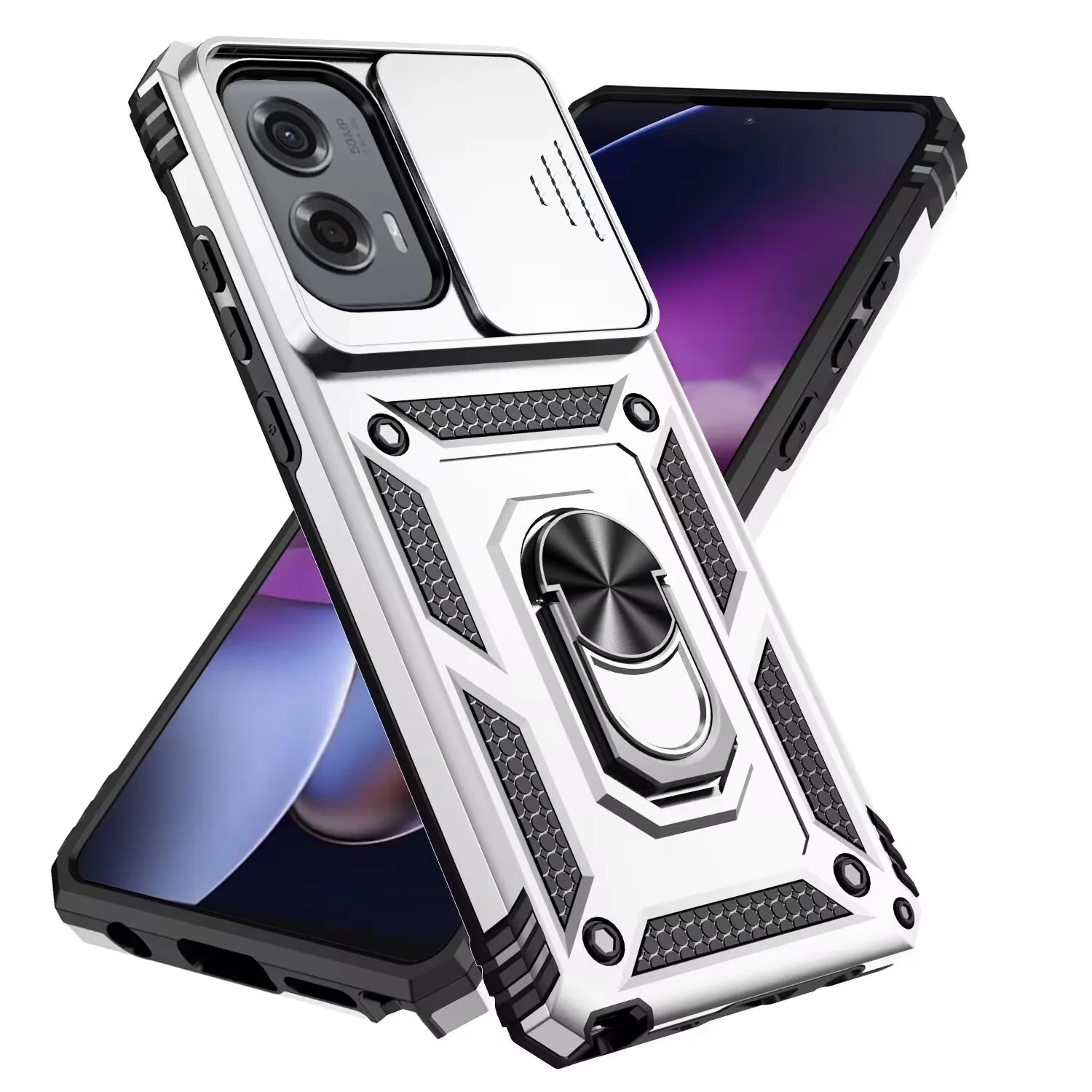 (plata, Motorola Moto G Power 5g) Funda Protectora Con Soporte Magnético, Adecuada Para La Serie Motorola.