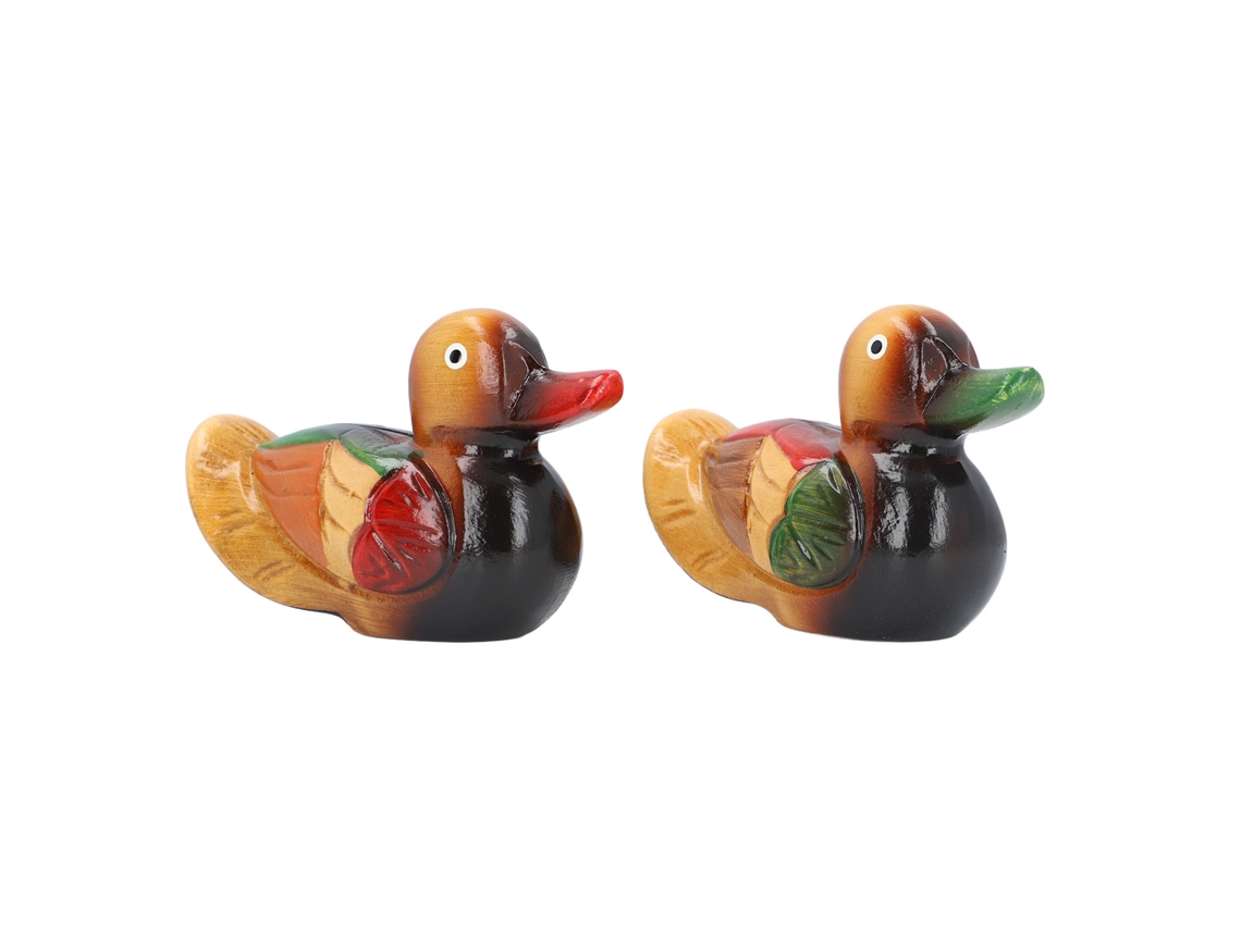 Pareja De Patos Mandarines De Madera, Estatua Decorativa Hecha A Mano, Símbolo De Amor, 15x6x10cm