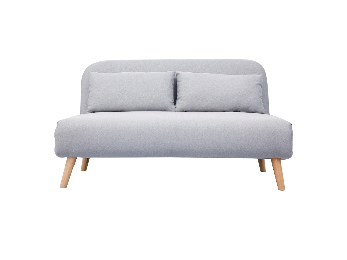 Sofá Cama Convertible 2 Plazas En Tejido Gris Claro Amiko MILIBOO