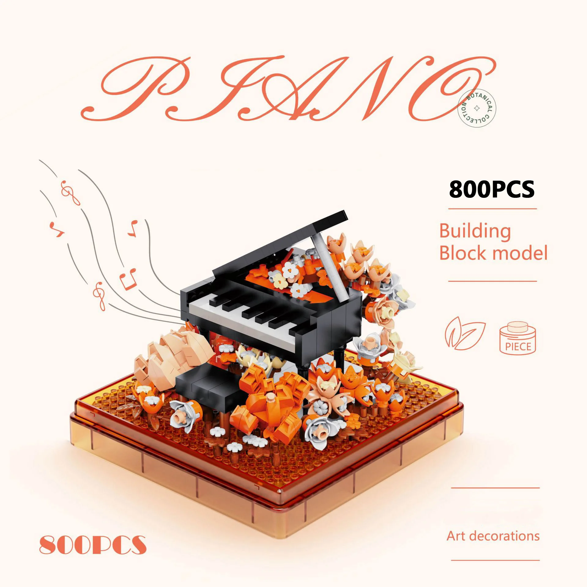 (piano) Caja De Flores Creativa, Minibloques De Construcción, Bloques Para Ensamblar Instrumentos Musicales