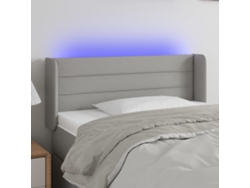 Cabecero con LED de tela gris claro 93x16x78/88 cm
