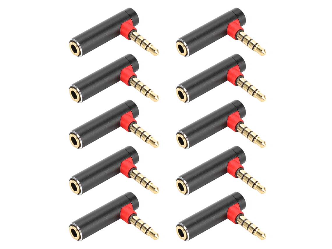 10 Conectores De Audio Macho A Hembra De 3,5 Mm Con Codo De 90 Grados Para Auriculares