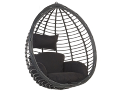 Silla colgante BELIANI Tollo de Ratán sintético Negro 106x74x116