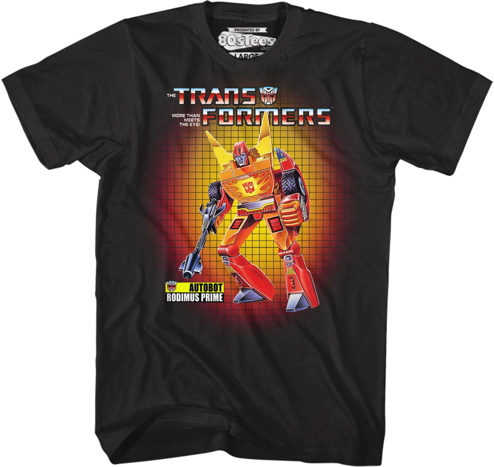 Camisetas Unisex DEEPSTONE Box Art Rodimus Prime Transformers Negro (S)