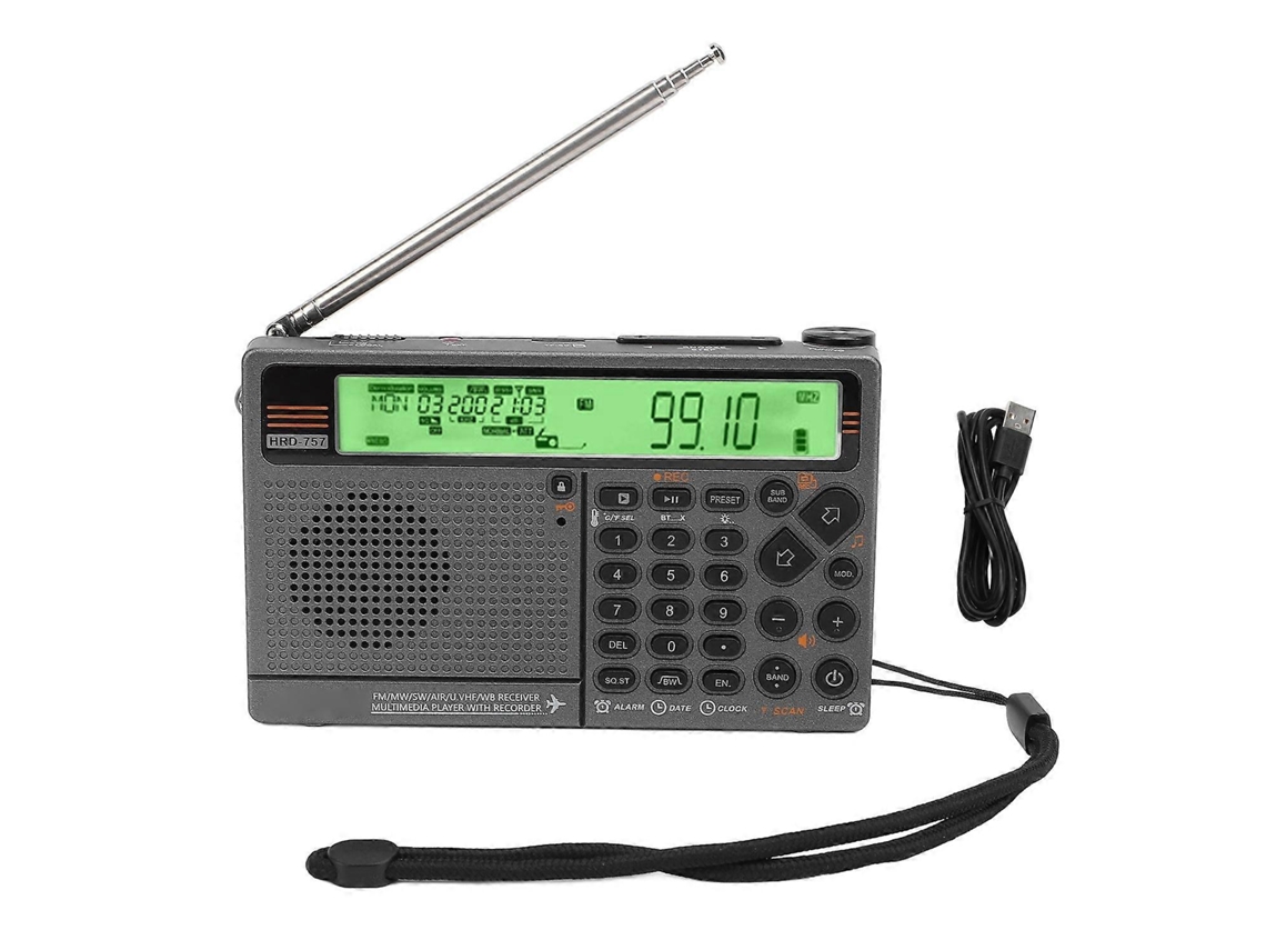 Radio multibanda SW FM MW Air V.UHF WB Rango de frecuencia Control por aplicación Reproducción Bluetooth Radio digital con Chennnls