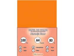 A4 Paper 80Gr Fluoruro De Naranja 100 Hojas