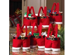 bolsas de regalo con pantalones de Papá Noel: bolsas de dulces navideños, bolsas de regalos para la decoración de fiestas infantiles de bodas.