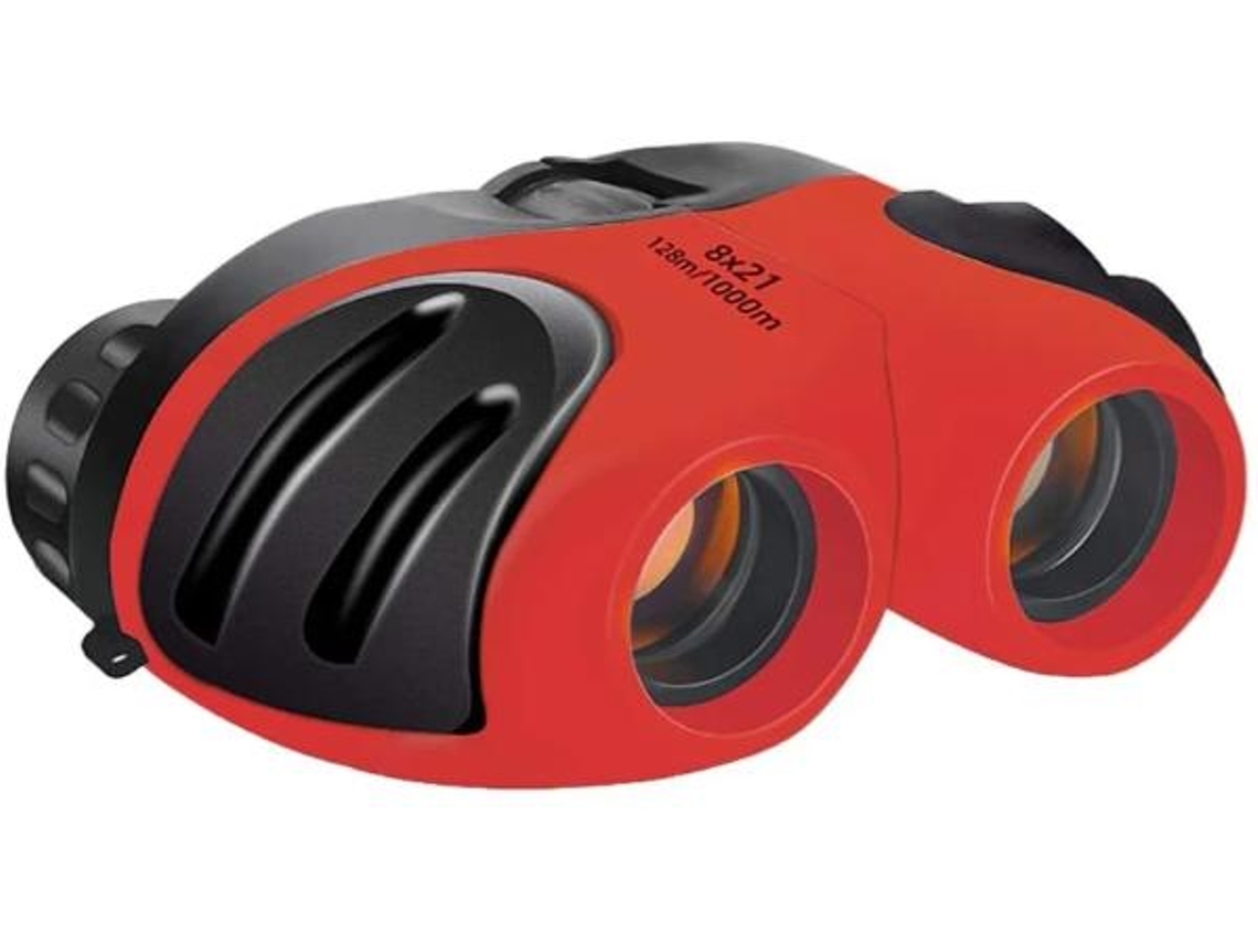 Binoculares Chennnls 8x21 de goma para niños, mini zoom, compactos, regalo para niños y niñas, color rojo