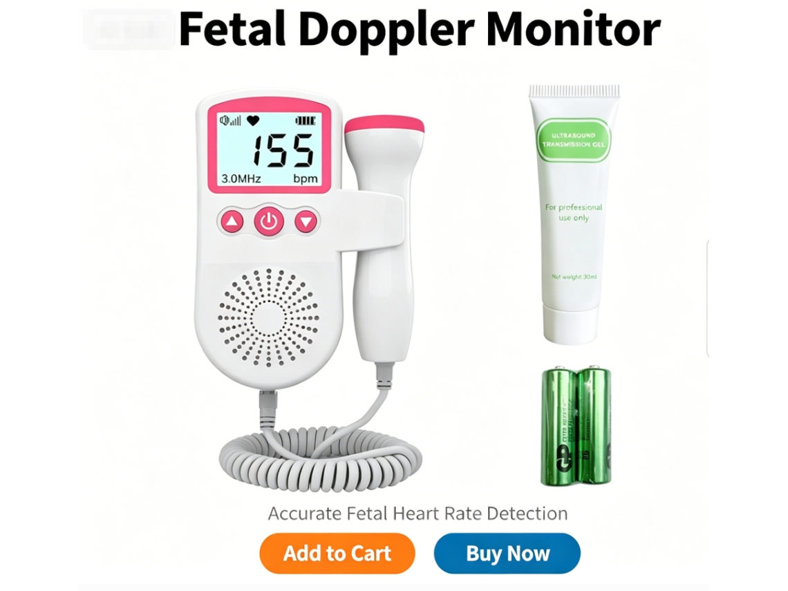 Monitor Doppler Fetal Portátil Para Uso Doméstico (con Gel) | Monitor De Frecuencia Cardíaca Fetal De 3,0 Mhz Para Mujeres Embarazadas