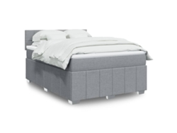 Cama Box Spring Con Colchón Tela Gris Claro 140x190 Cm