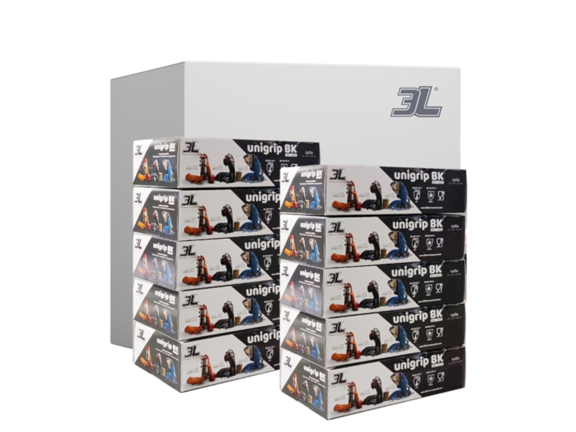 Pack 10 Cajas Guantes De Nitrilo Texturizado Unigrip Bk 50 Uds (Talla M) 3L INTERNACIONAL