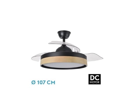 Ventilador DC Iglu 72W Negro/Haya 3 Aspas Desplegables FABRILAMP