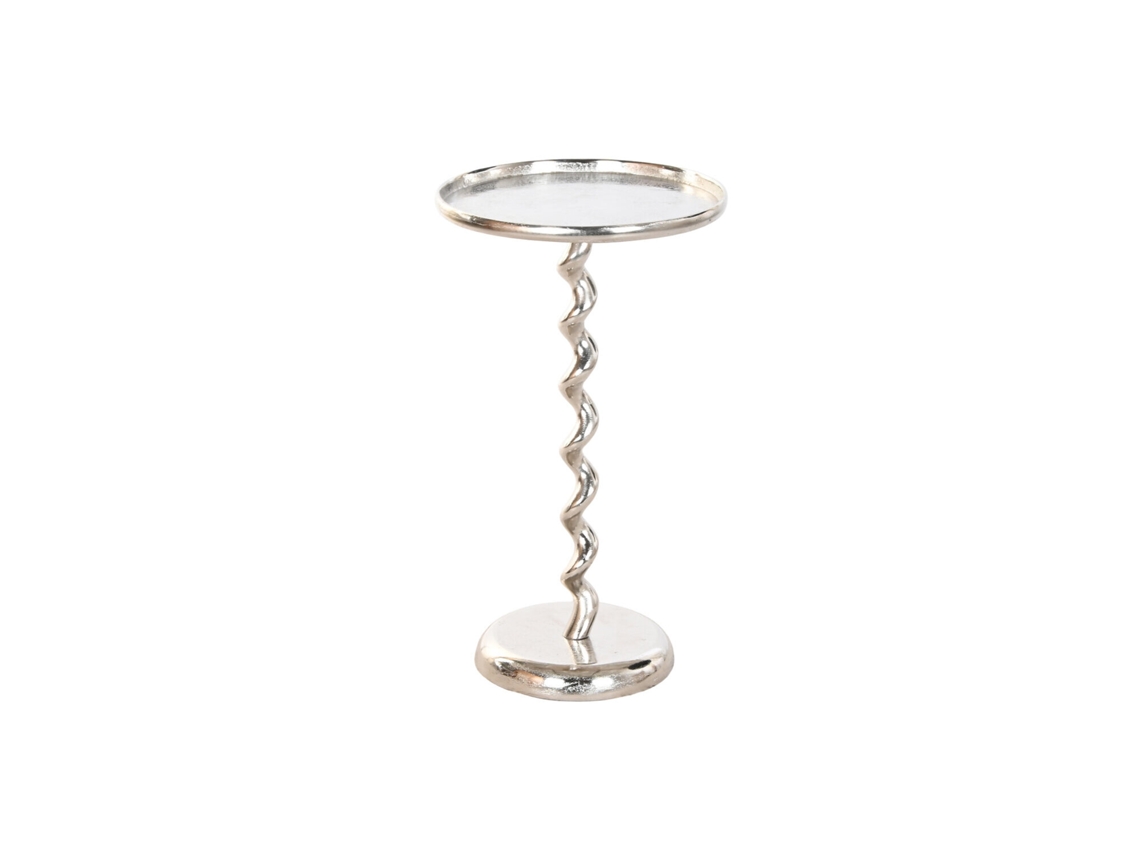 Mesita Auxiliar Aluminio Espiral Plateado 35x35x61cm