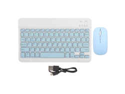 Teclado E Mouse Sem Fio Bluetooth 10 Polegadas Carregável Ultra Fino Silencioso Para Celular Laptop Sky Blue