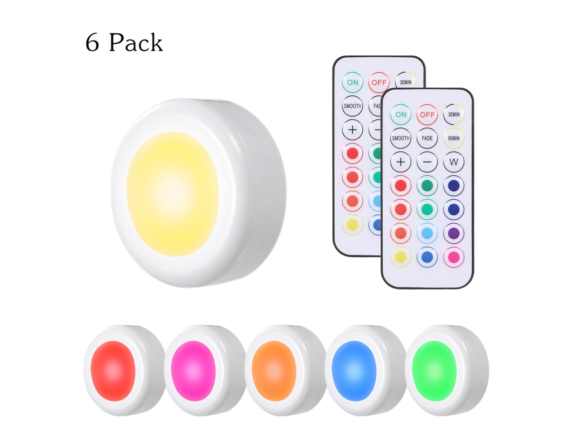 Paquete De 6 Luces Led Rgb Para Gabinetes Tomshine Con Control Remoto, Brillo Ajustable, Modos, Temporizador Y Diseño Portátil.