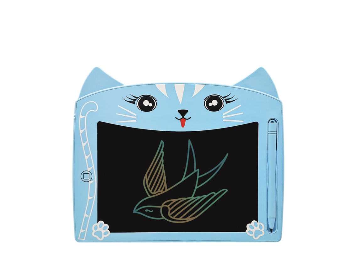 Tableta de dibujo y escritura LCD de 8 pulgadas, diseño de gatito, fondo multicolor, portátil, con bloqueo de borrado.