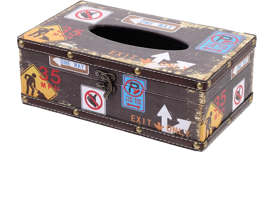 Caja De Pañuelos Rectangular, Estilo Retro, Material Sintético Liso.