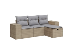 Conjunto 4 De Sofá De Jardín VIDAXL Beige Poli Ratán(55 x 55 x 37 cm)