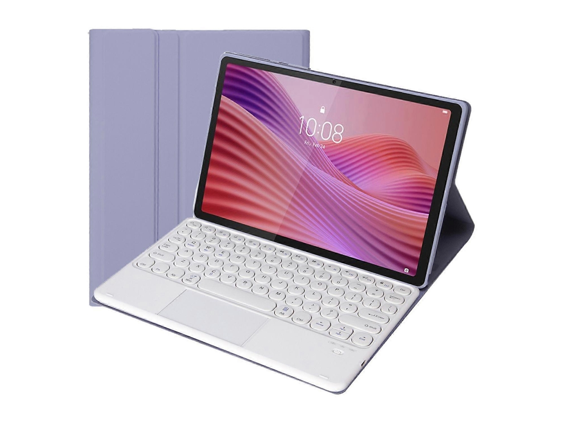 Yam29-a Teclado Bluetooth ultrafino con teclas redondas extraíbles y funda de cuero para tableta con panel táctil