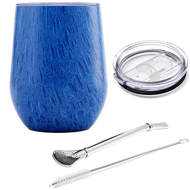 Taza De Té Mate, Taza Isotérmica De Acero Inoxidable Con Tapa Deslizante Y Pajita, 355 Ml (12 Oz).