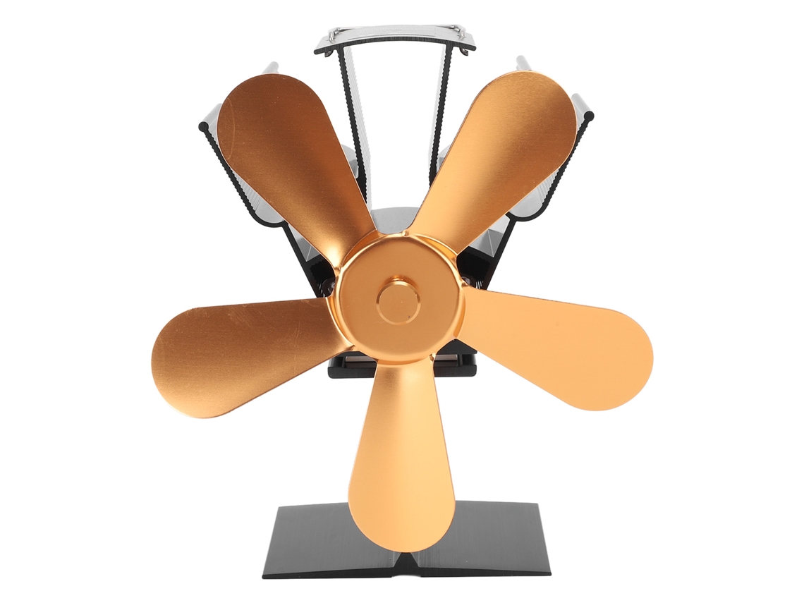 Ventilador De Estufa De Leña De 5 Aspas Accionado Por Calor Para Chimenea/estufa De Pellets De Oro