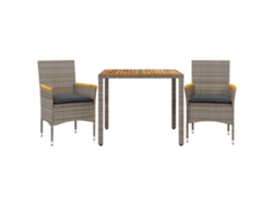 Maison Exclusive - Set De Comedor Jardín 3 Pzas Con Cojines Ratán Pe Acacia Gris