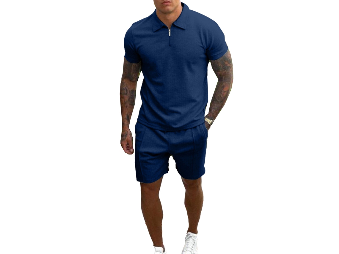 Conjunto De Sudadera Y Pantalón Corto Para Hombre, Cuello Caído, Cremallera, Suave, Transpirable, Morado, Talla 3xl