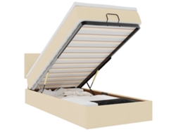 Maison Exclusive - Cama Otomana Con Colchón Y Luces Led Tela Crema 90x200 Cm