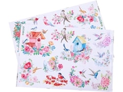 2 láminas de pegatinas de pared creativas con diseños de pájaros y flores. CHABERLU