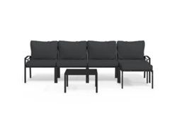 Conjunto 6 de muebles de jardín VIDAXL acero con cojines gris