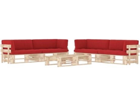 Conjunto 6 Muebles de palets VIDAXL y cojines madera pino impregnada
